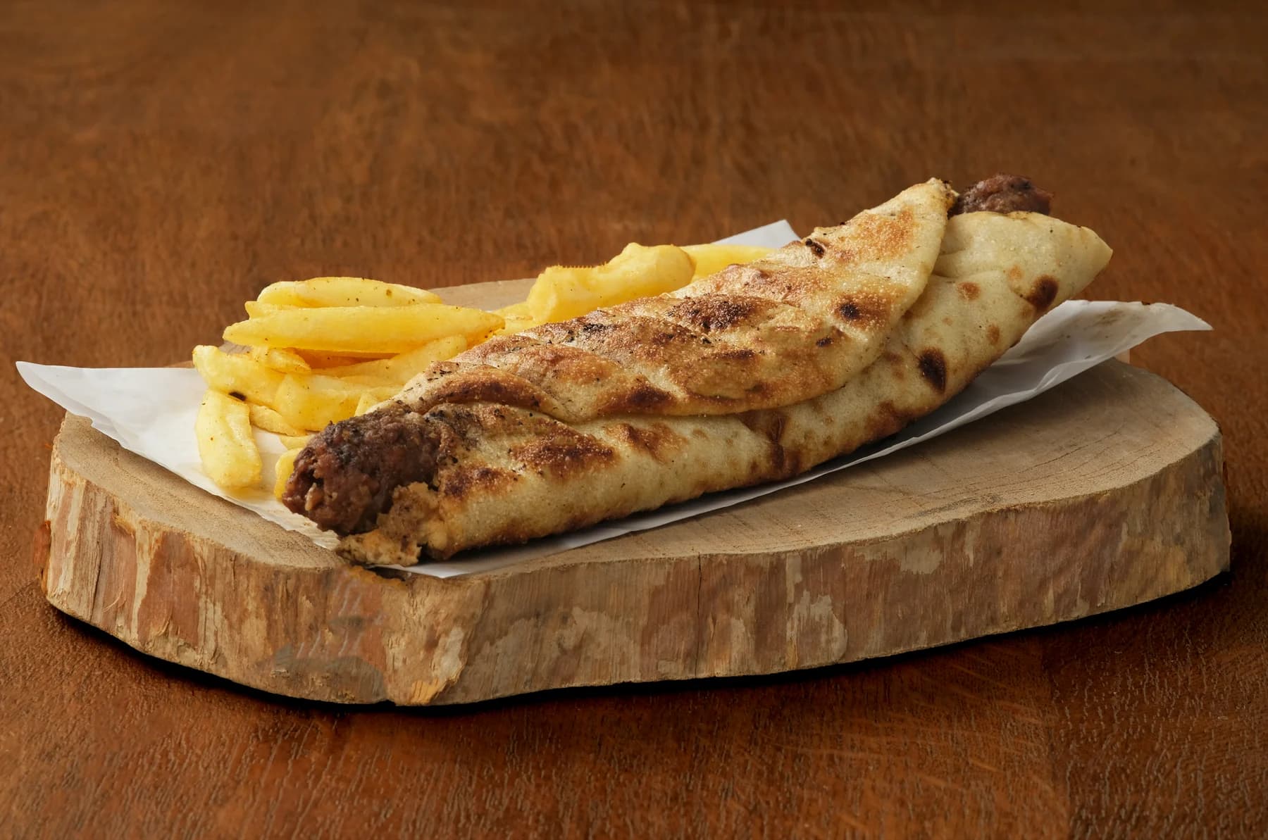 Camel hawawshi with fries